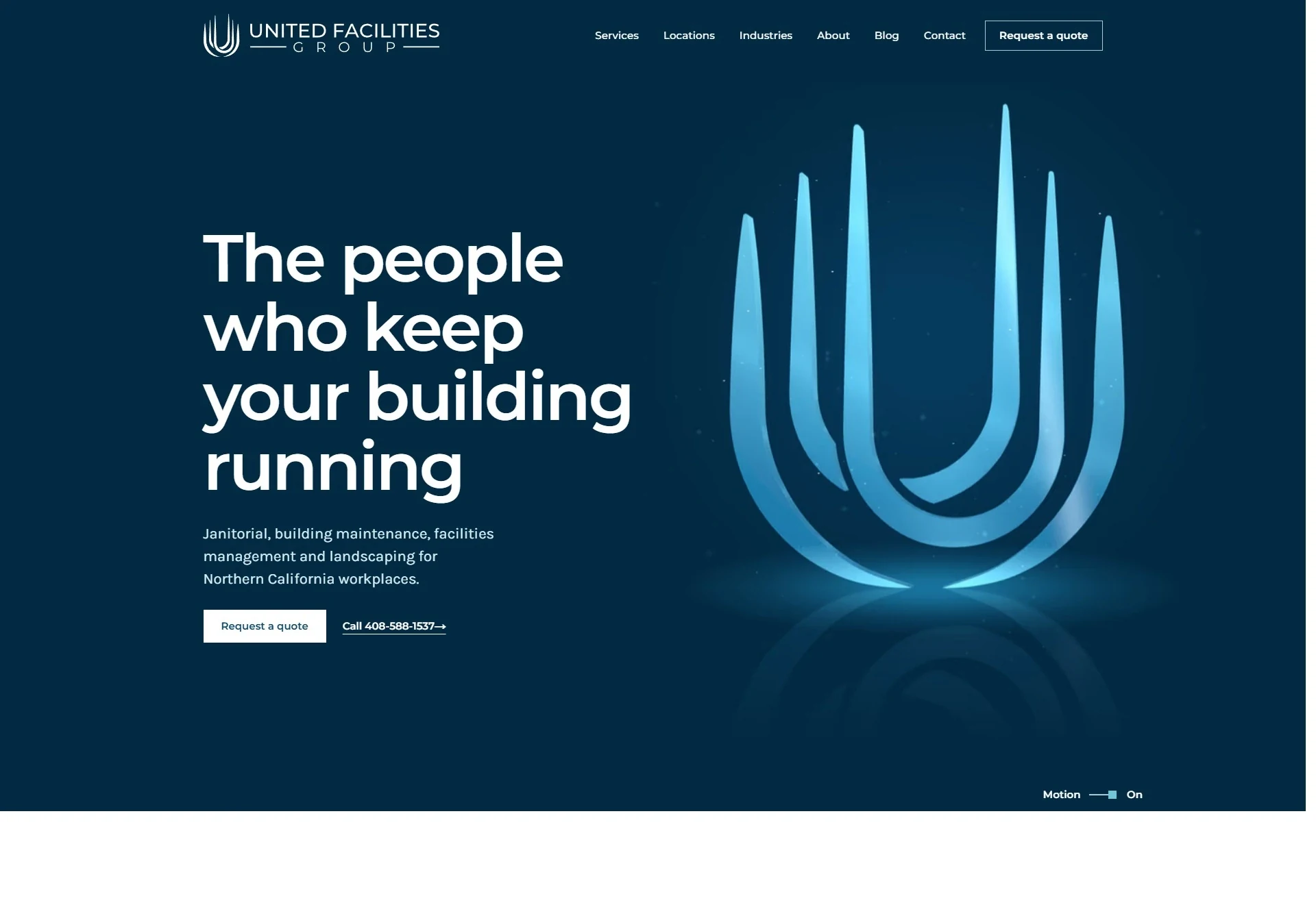United Facilities Group website after the Brandcore redesign